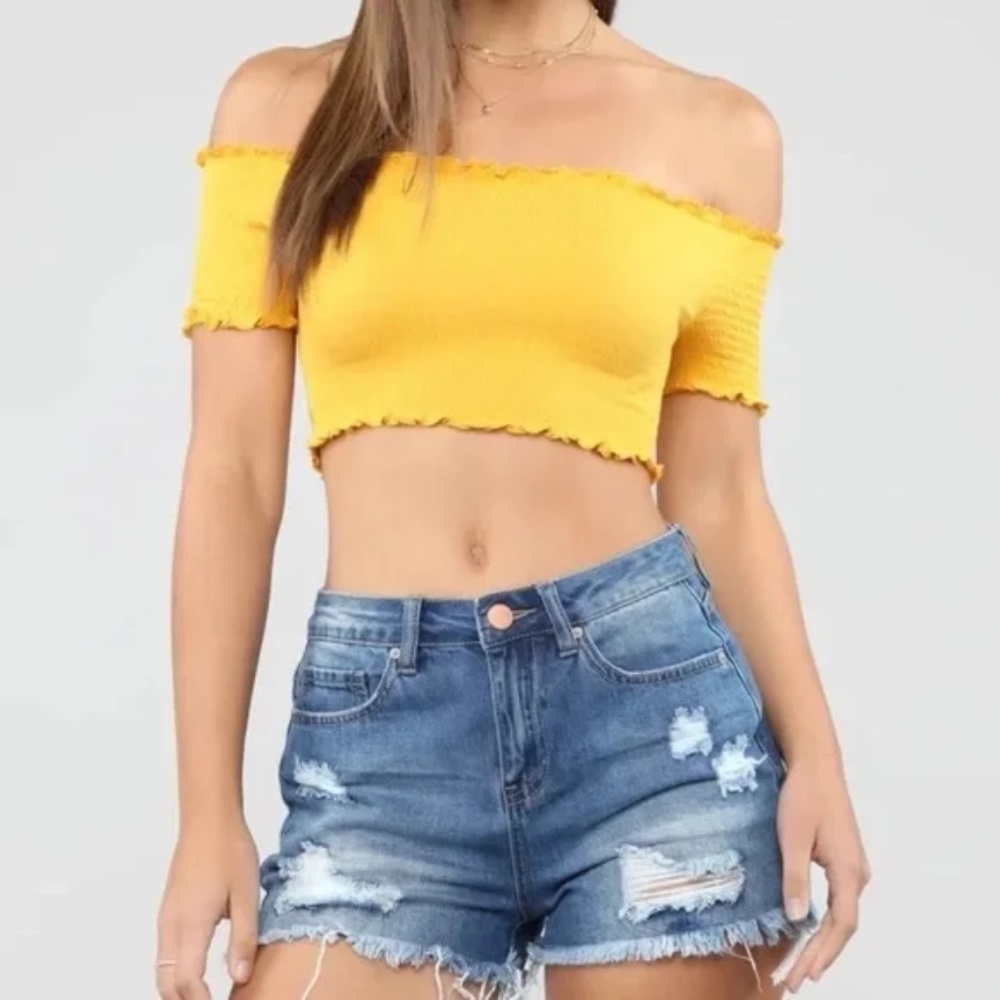Fashion Nova Mustard Yellow Make Way Crop Top Women Size M